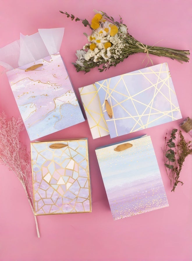 نيبمينينت Medium Size Gift Bags-Colorful Marble Pattern Gift Bag with Tissue Paper for Shopping, Parties, Wedding, Baby Shower, Craft-4 Pack-7" X 4" X 9" - Image 3